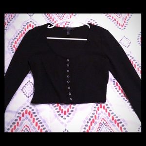 Black cropped long sleeve shirt